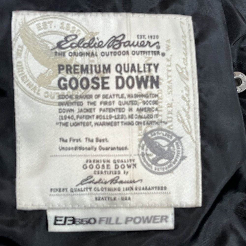 Eddie Bauer Vest Womens Med EB650 Black Goose Down Quilted Puffer Zip Pockets - Picture 12 of 16